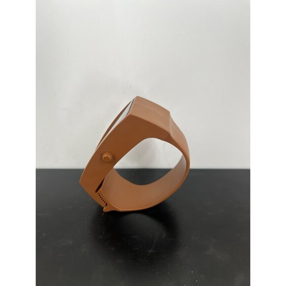 VTG Record Swiss Handcuff Watch Chestnut Brown Stripe Detail Not Working - Picture 3 of 8